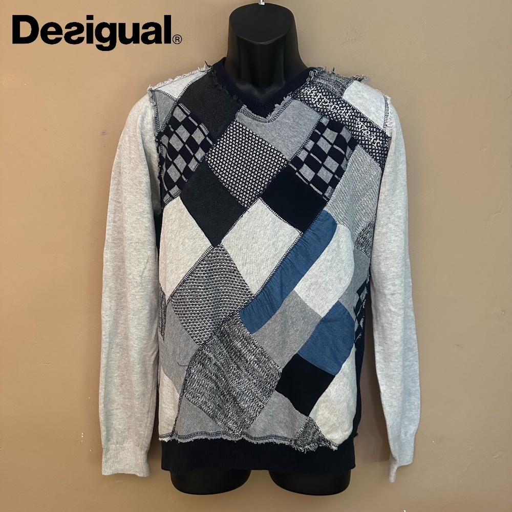 Desigual Patchwork Sweater Large Gently Worn 100%… - image 1